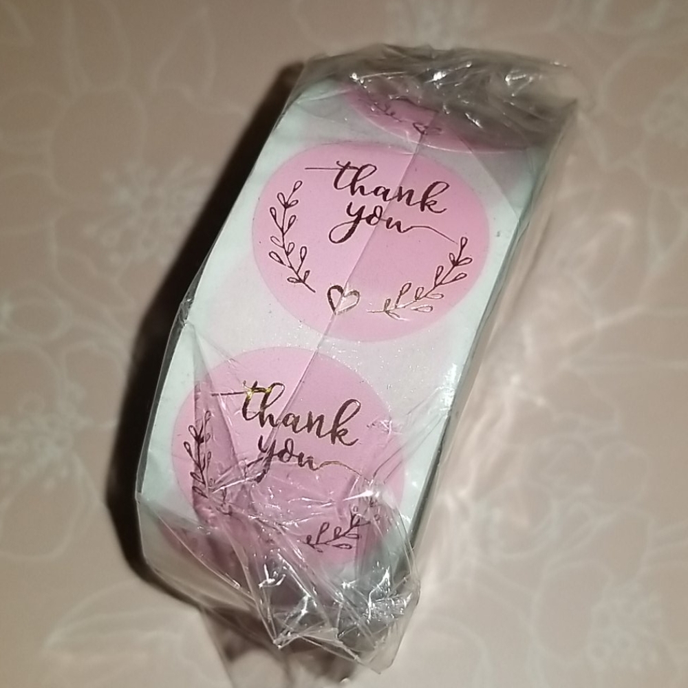 New  Thank You ❤ pink circle sticker 500pcs roll